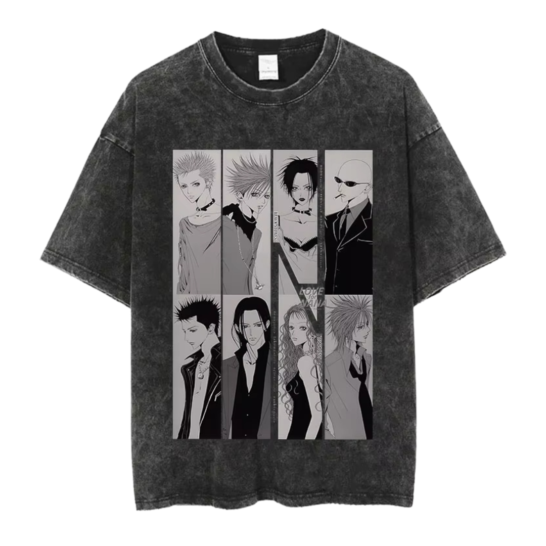 Love for Nana Vintage Anime Oversized Black T-Shirt