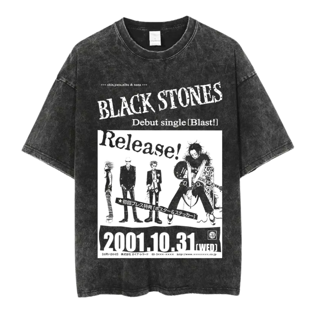 Black Stones Release Vintage Anime Oversized T-Shirt